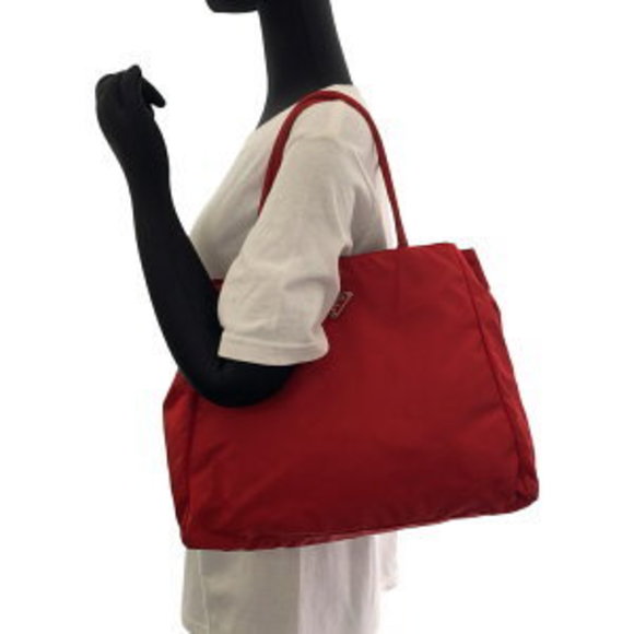 PRADA Tessuto triangle red nylon Tote Bag - Picture 7 of 9